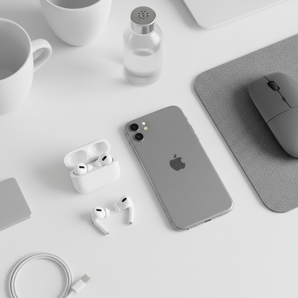 Desk lifestyle flat lay