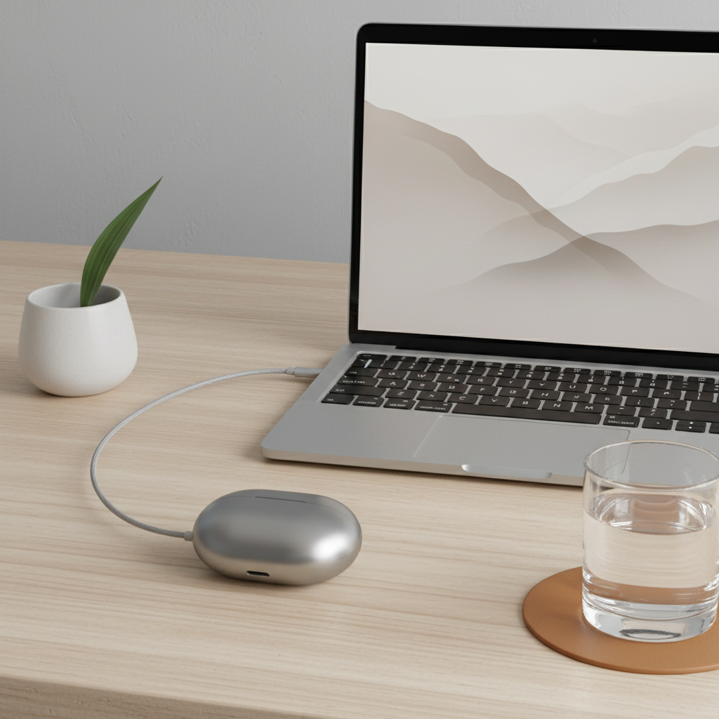 MacBook desk flat lay